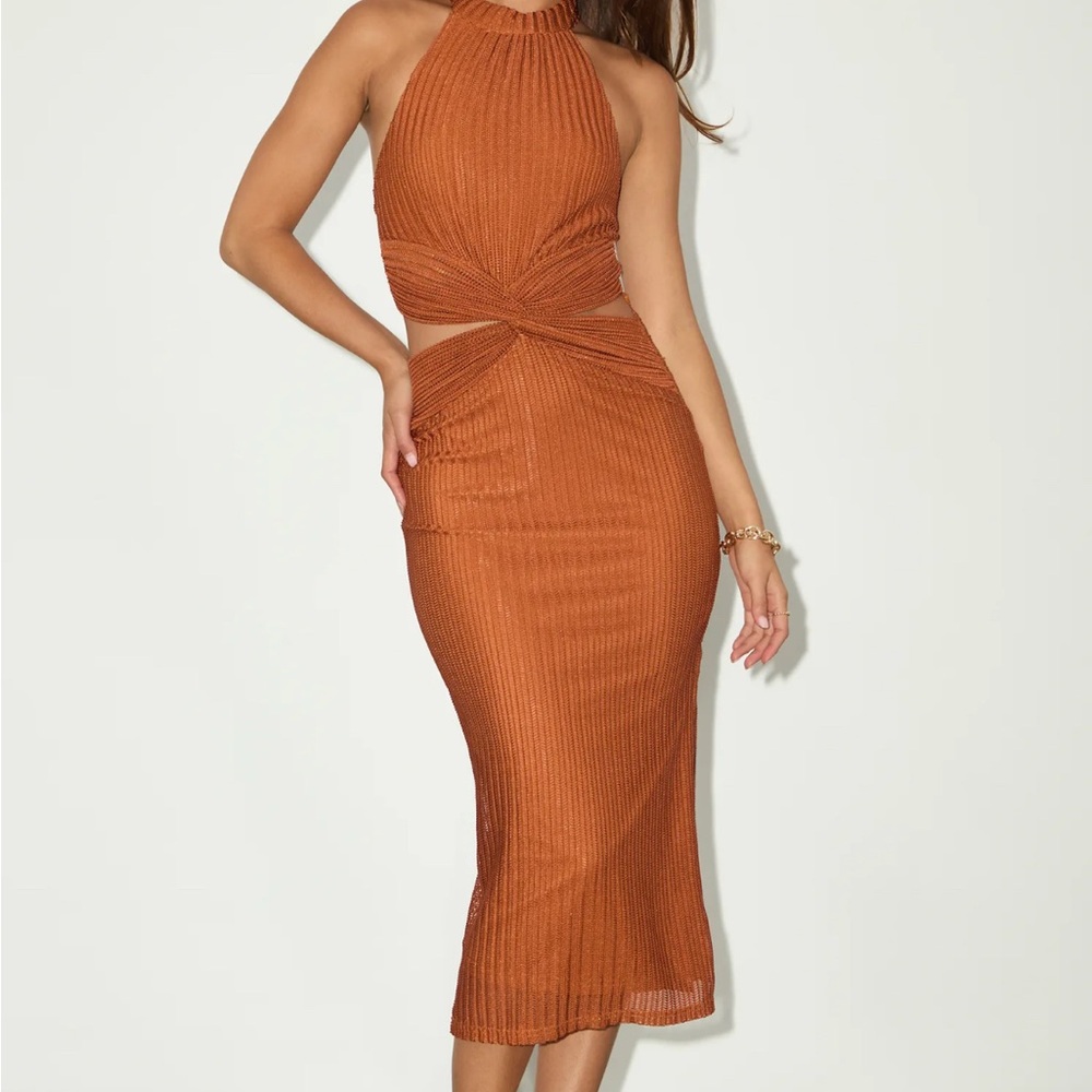 Lulu's Rust Orange Halter cutout Dress